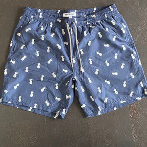 Men's Swim Trunks Quick Dry Pineapples Navy XL